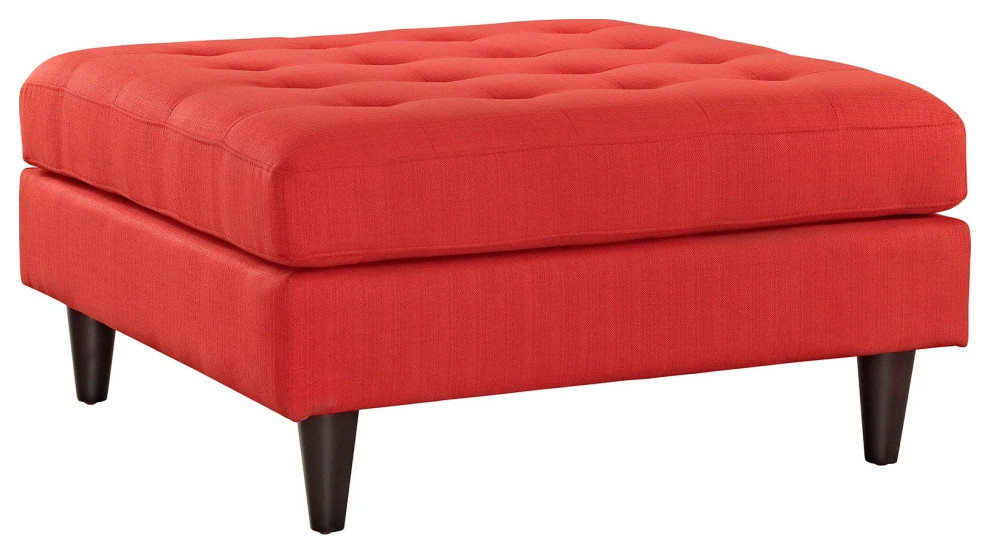 Melanie Atomic Red Upholstered Fabric Large Ottoman   Midcentury   Footstools And Ottomans   by Peachtree Fine Furniture  Houzz