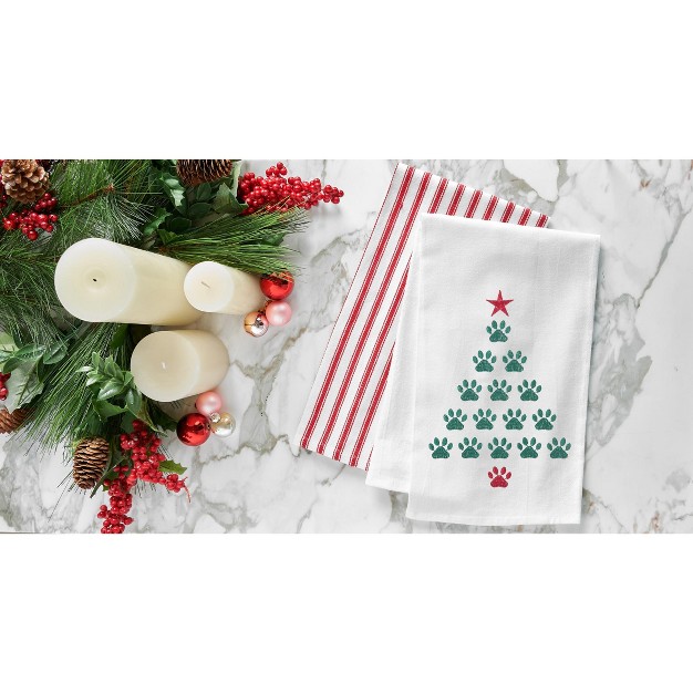 C amp f Home Christmas Tree Paws Embroidered Flour Sack Dishtowel Decor Decoration 27l X 18w In