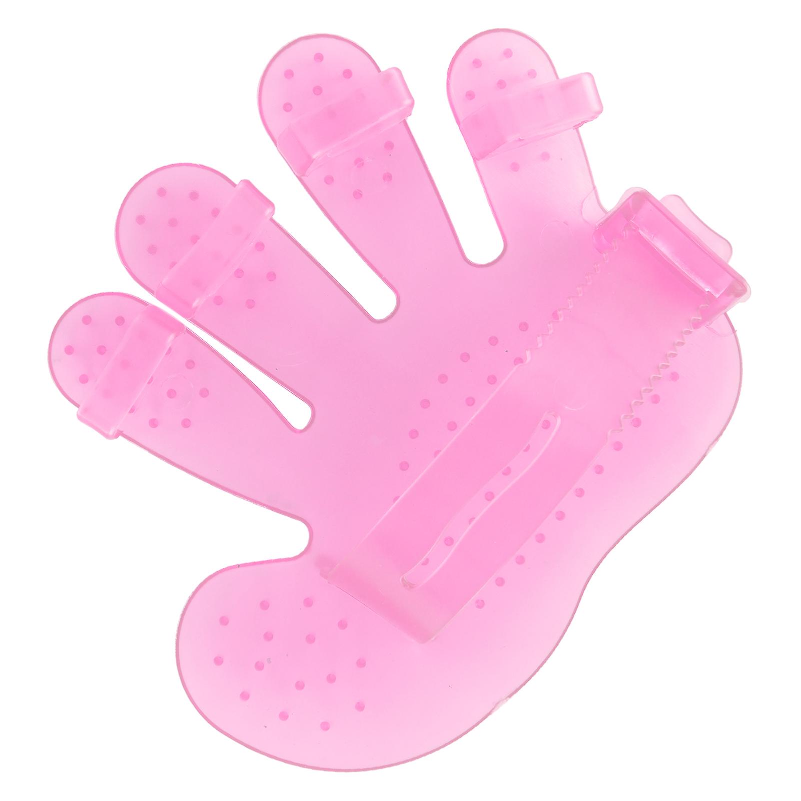 Pet Grooming Gloves Transparent Rubber Fivefinger Grooming Gloves For Bathing Dogs(pink )