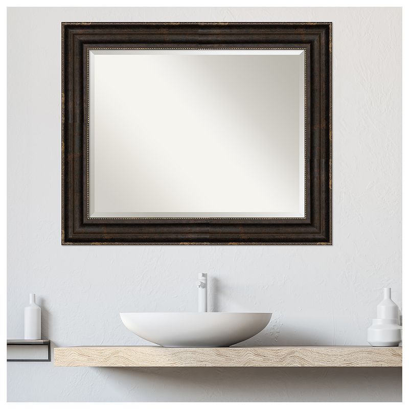 Stately Bronze Beveled Bathroom Wall Mirror