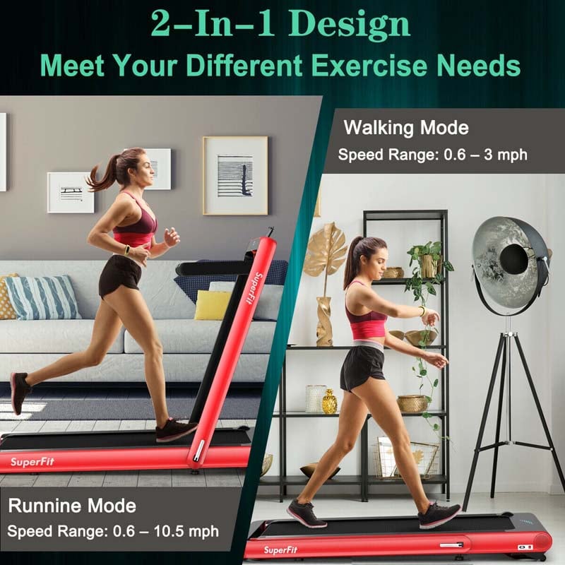 2 in 1 4.75HP Folding Treadmill, Under Desk Electric Treadmill, Portable Running Machine with APP Control, LED Touch Screen, Bluetooth Speaker