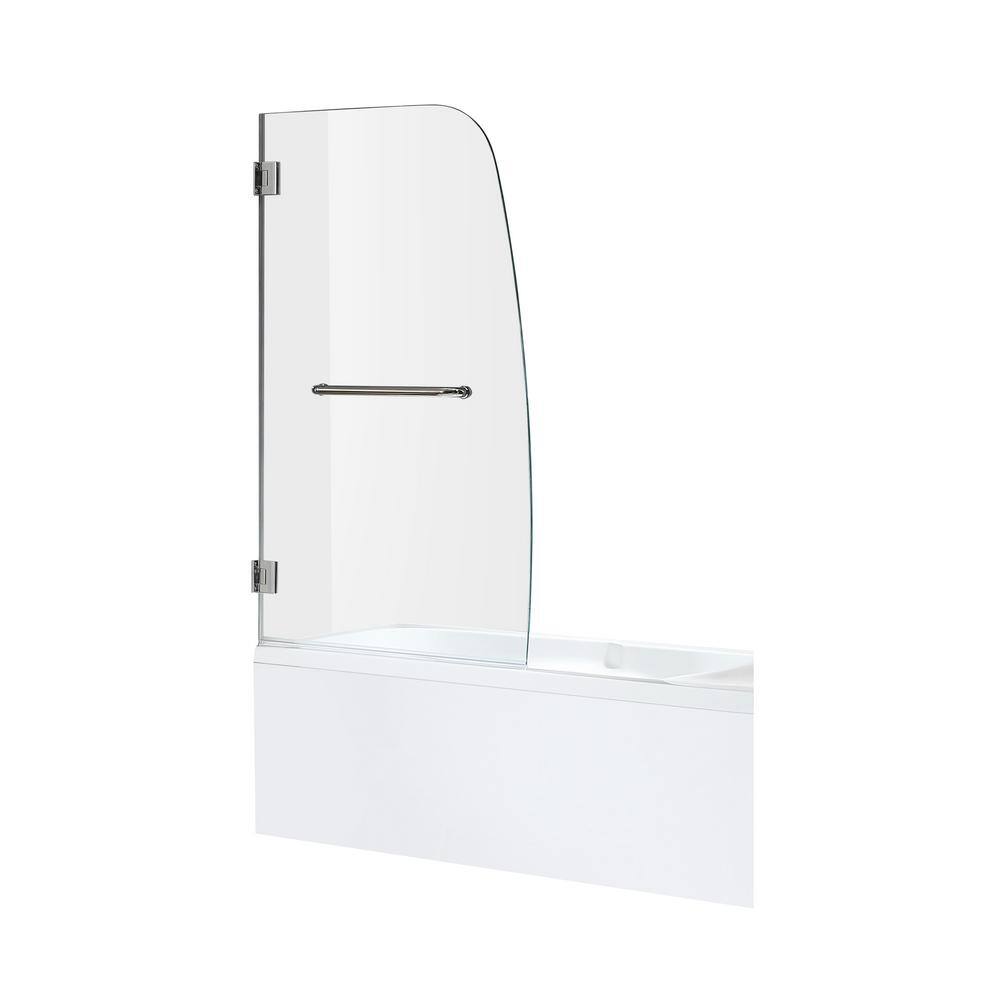 ANZZI GRAND Series 31.5 in. x 58 in. Frameless Hinged Tub Door in Chrome with Towel Bar Handle SD-AZ10-01CH