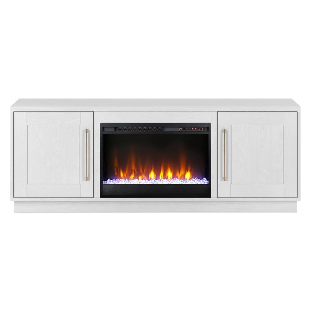 MeyerCross Tillman 68 in. White TV Stand Fits TV's up to 75 in. with Crystal Fireplace Insert TV1841