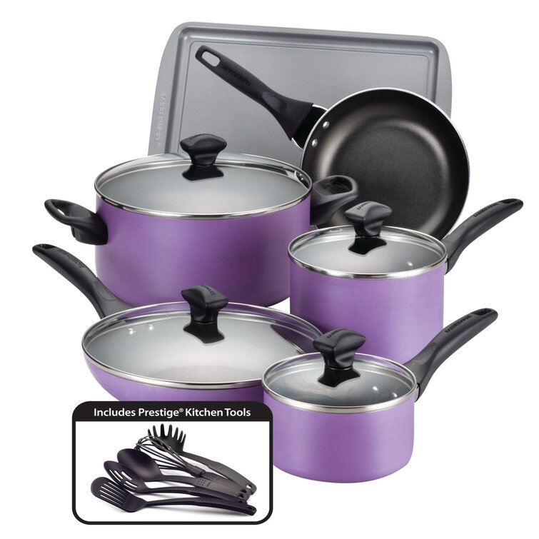 Farberware Dishwasher Safe Aluminum Nonstick Cookware Set, 15-Piece