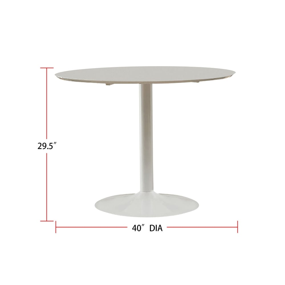 Metal Round Dining Table In White