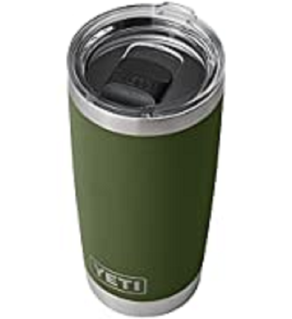 YETI Rambler 20 oz Tumbler， Stainless Steel， Vacuum Insulated， Highlands Olive