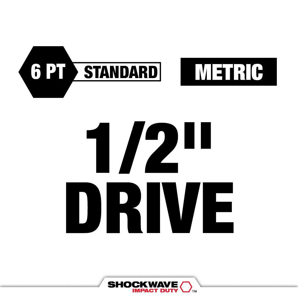 MW SHOCKWAVE 12 in. Drive Metric 6 Point Impact Socket Set (14-Piece) 49-66-7013