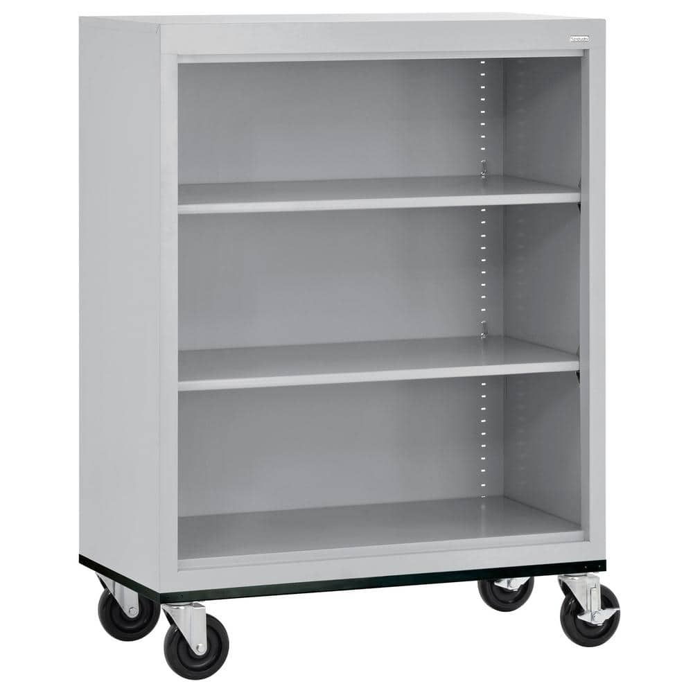 Sandusky Metal 3-Shelf Cart Bookcase with Adjustable Shelves in Dove Gray (42 in.) BM20361842-05