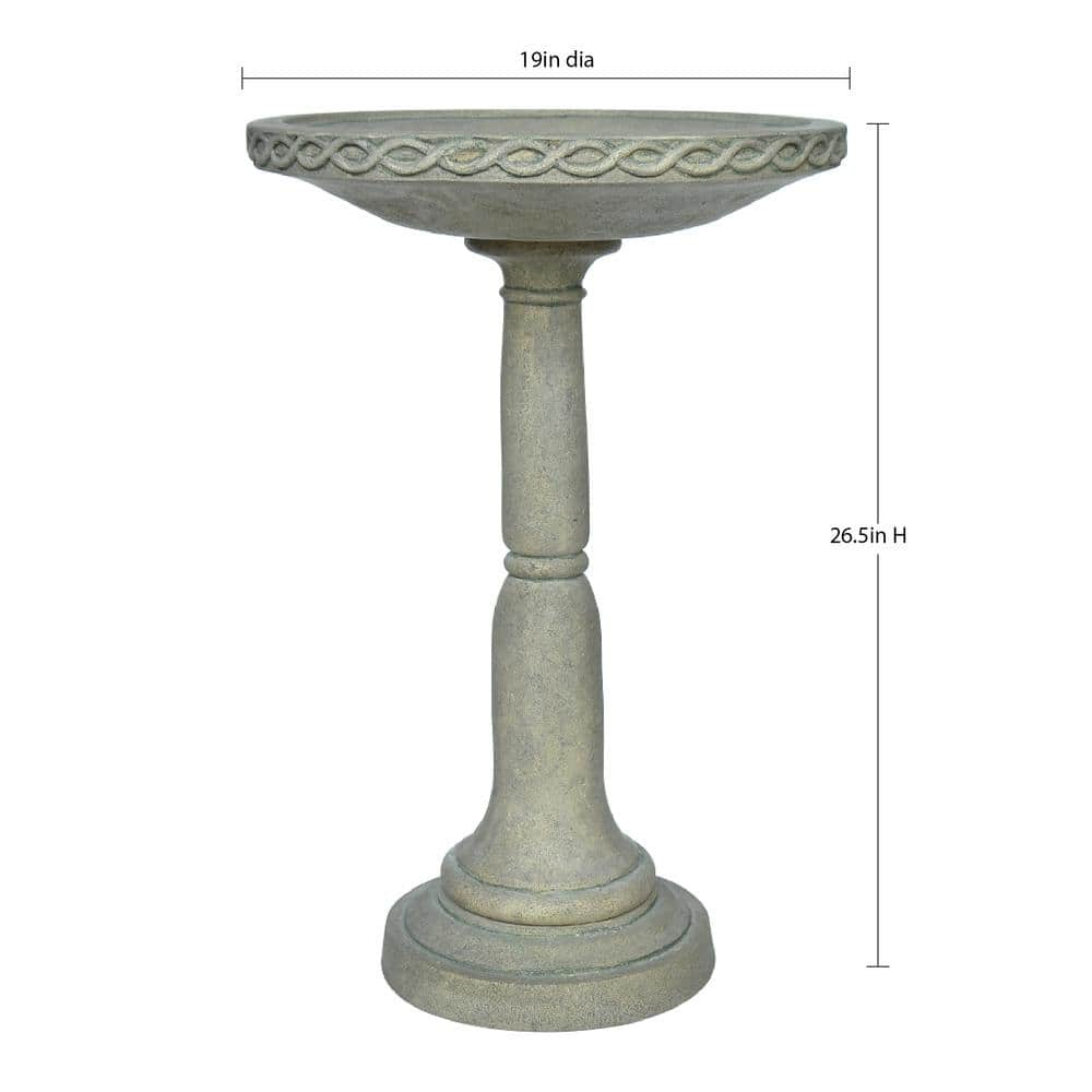 MPG 26.5 in. H Cast Stone Aged Granite Birdbath PF7437AG