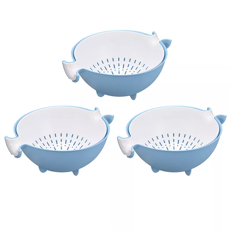 Kitchen Strainer Colander 3PCS， Plastic Food Strainer Washing Basket