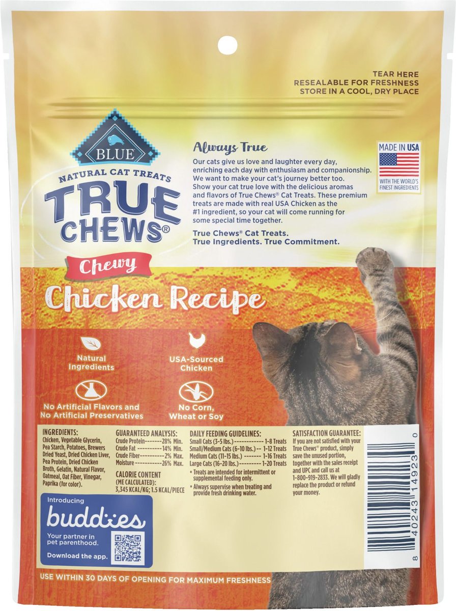 Blue Buffalo True Chews Natural Chewy Chicken Cat Treats