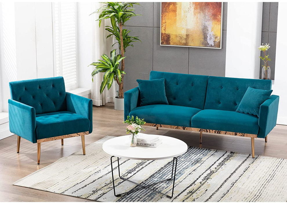 Velvet Sofa Set  Loveseat  ampSingle Sofa Chair   Contemporary   Living Room Furniture Sets   by Imtinanz  LLC  Houzz