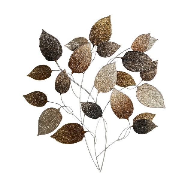 Metal Leaf Textured Wall Decor With Multiple Shades Bronze Olivia amp May