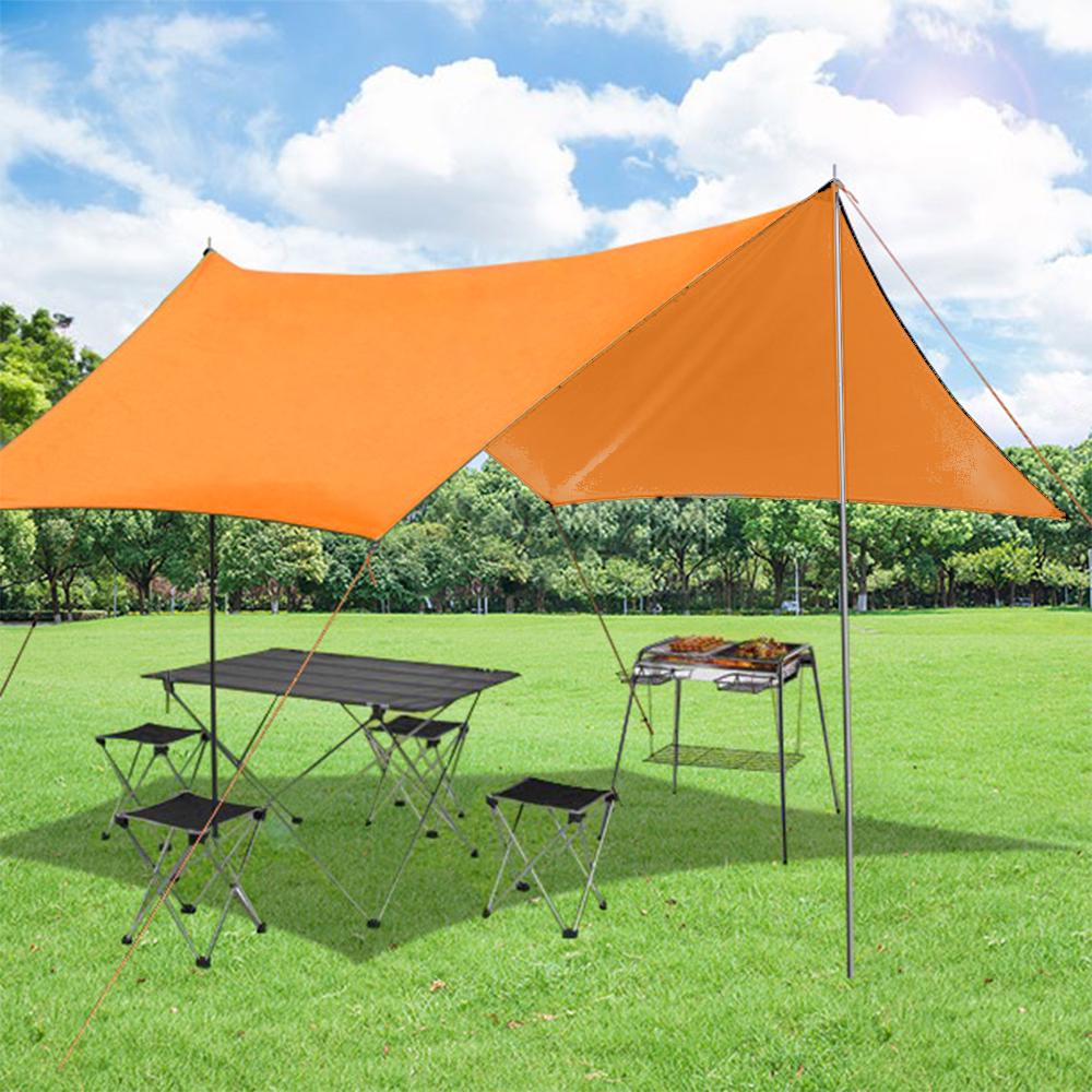 SUGIFT 10x10and#8242; Sunshade Beach Tent Canopy with Sandbags Portable Sun Shelter， Orange