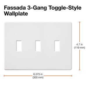 Lutron Fassada 3 Gang Toggle Switch Cover Plate for Dimmers and Switches White (FG-3-WH) (1-Pack) FG-3-WH