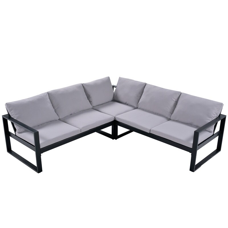 6 Piece Outdoor Patio Conversation Set Sofa Set With Metal Frame