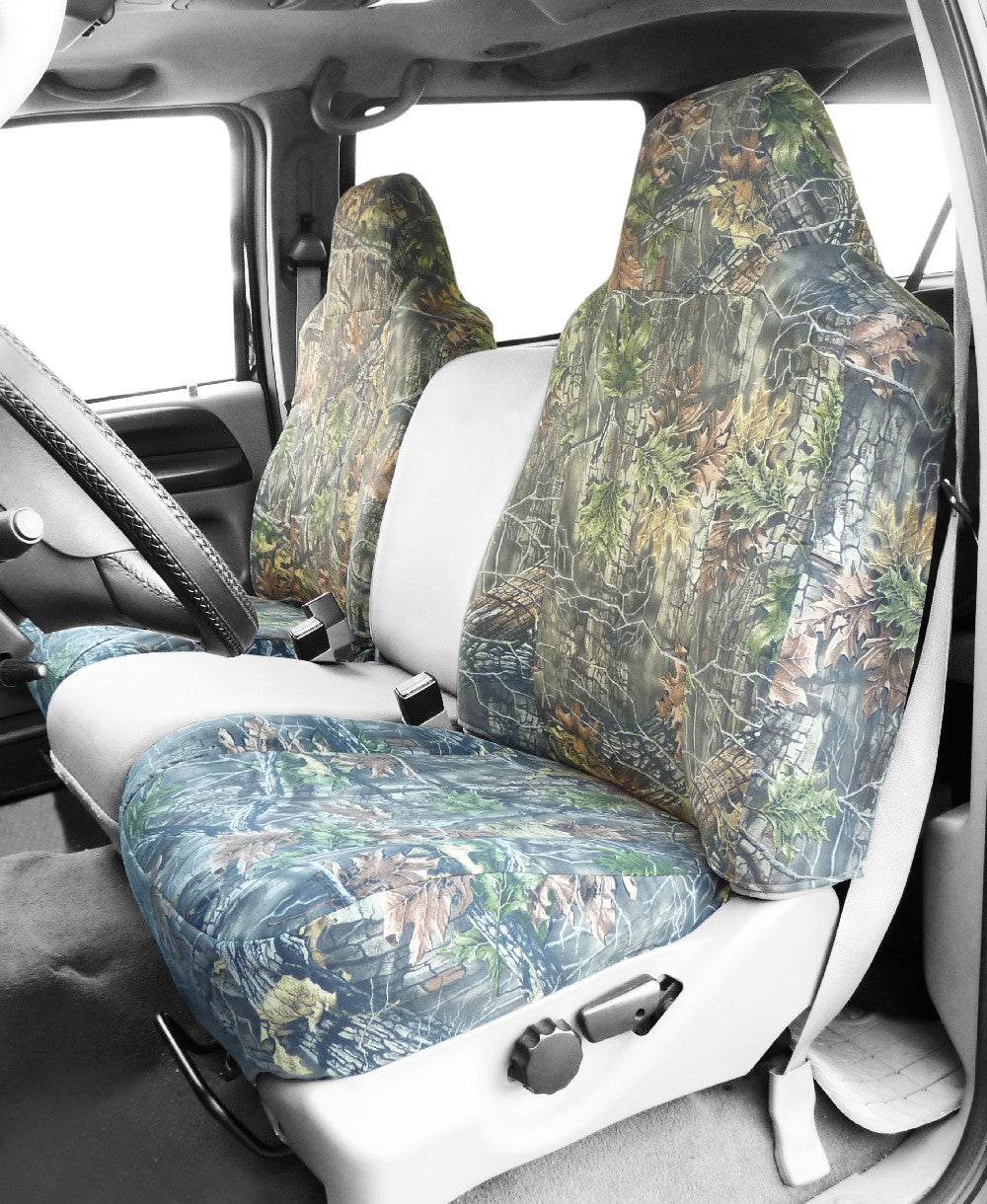 1987-1995 Jeep Wrangler Front Row Highback Buckets Hunter Camouflage Insert and Trim Camouflage Custom Seat Cover