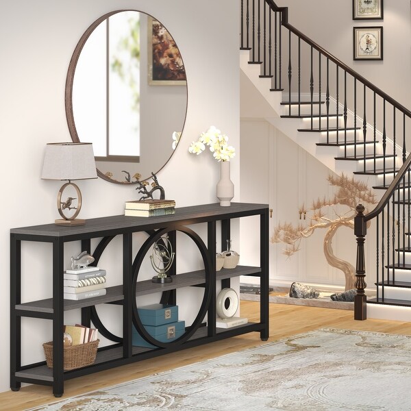 Sofa Console Table， 3 Tiers Industrial Narrow Long Sofa Table