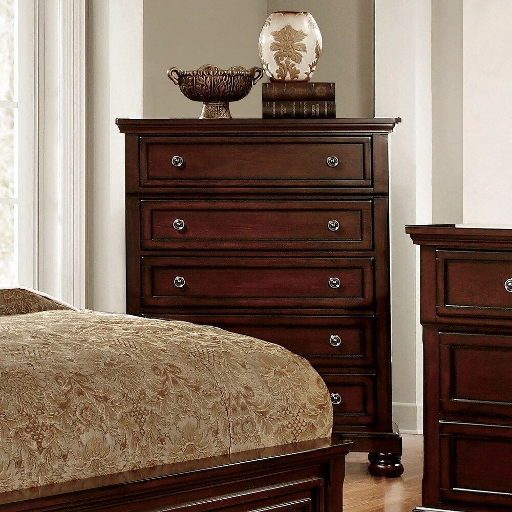 Barelle I Transitional Cherry Solid Wood Storage 3 piece Platform Bedroom Set with USB Port by Furniture of America