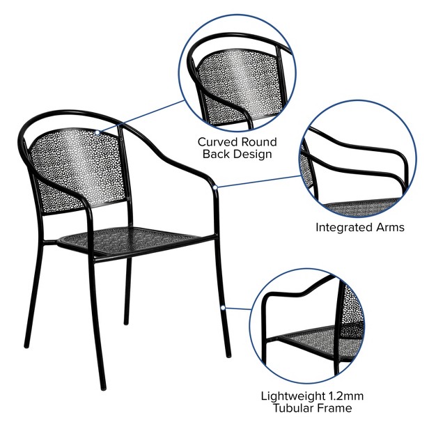 Flash Furniture Commercial Grade Indoor outdoor Steel Patio Arm Chair With Round Back