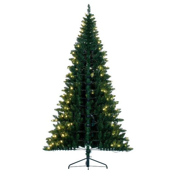 Vickerman 7.5' x 50 Chapel Pine Artificial Christmas Half Tree，Warm White Duralit LED Lights