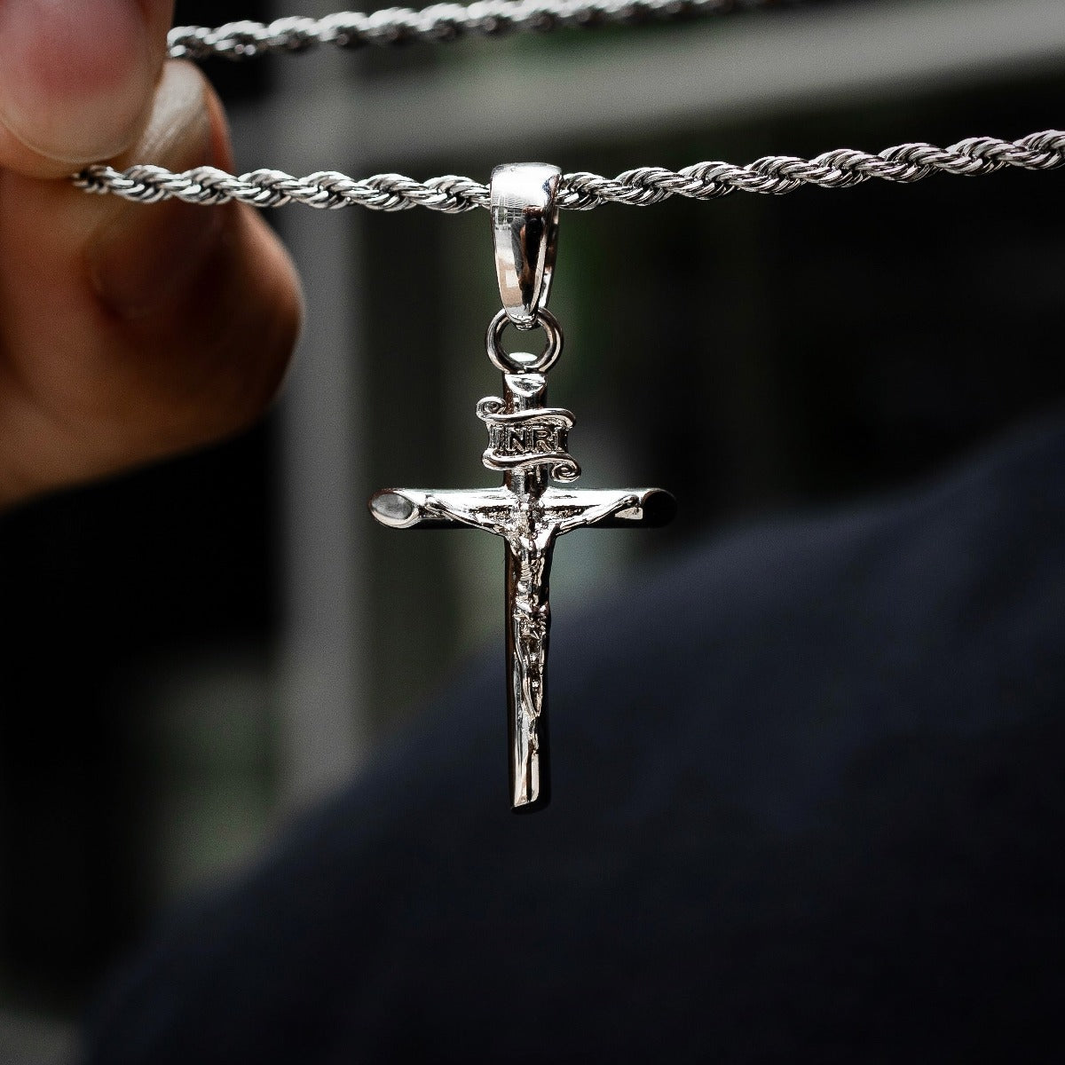 Crucifix in White Gold