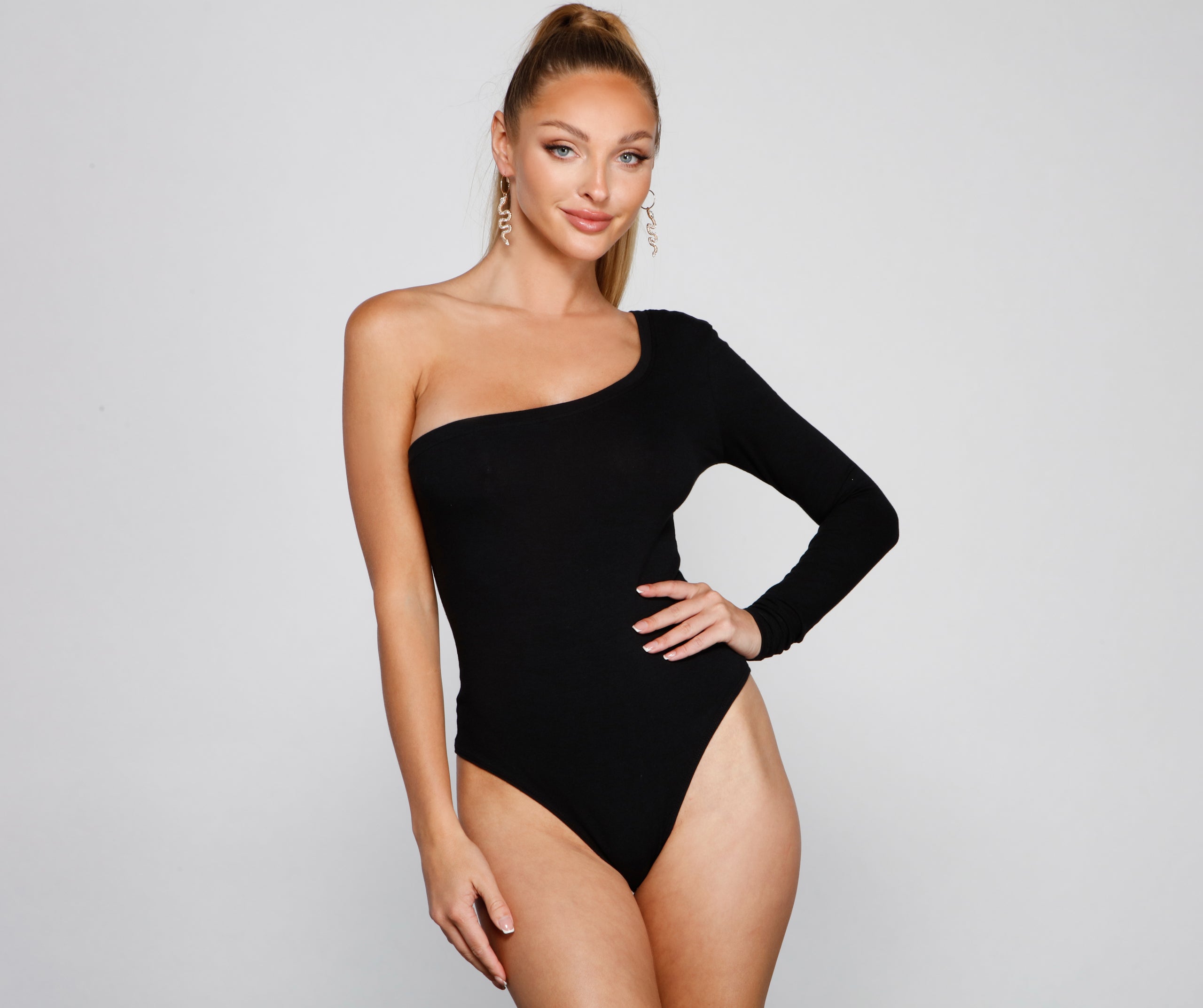 A Trendy Vibe One-Shoulder Bodysuit