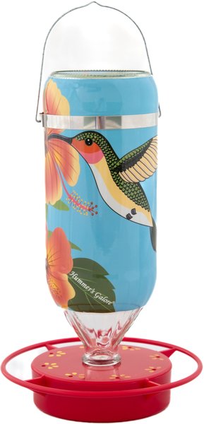 Hummer's Galore Hibiscus Design Hummingbird Feeder， Teal