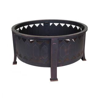 29.75 in. W x 24 in. H Outdoor Round Leisure Metal Wood Burning Fire Pit in Oil Rubbed Bronze 5503