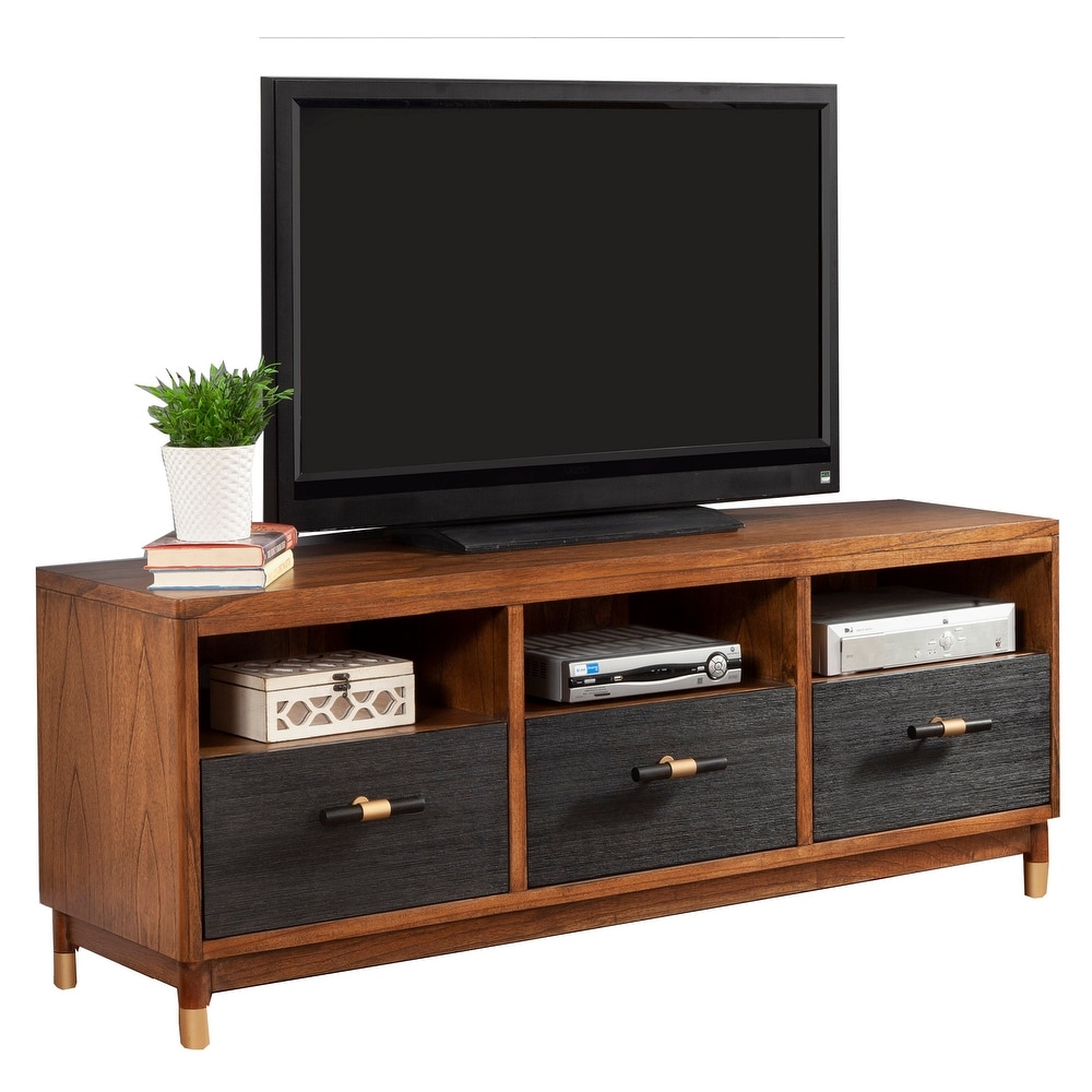 Alpine Furniture Belham Wood TV Console in Dark Walnut   Black