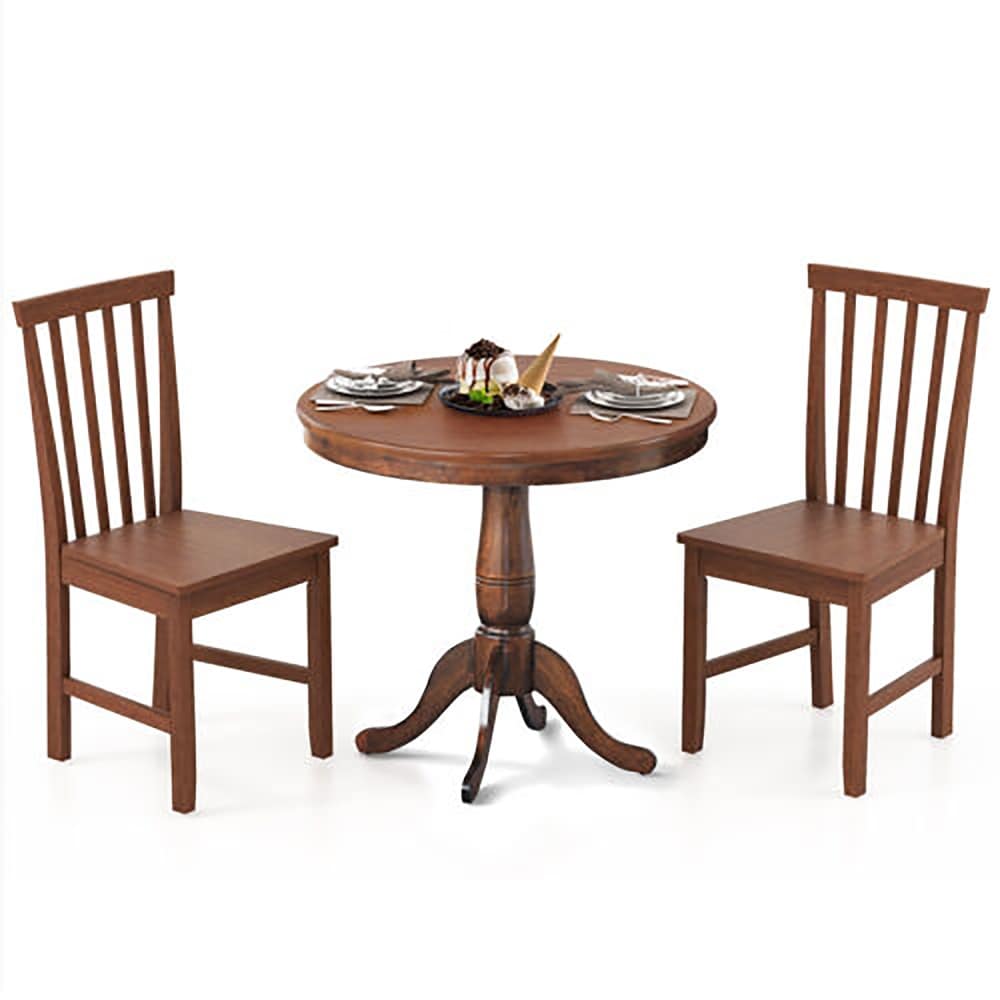 Gymax 3 Piece Dining Kitchen Table Dining Set Mid Century Round