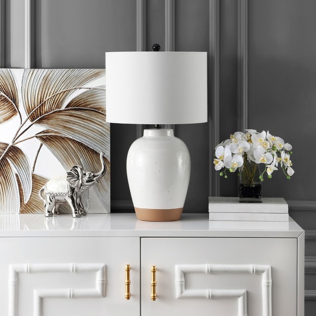 Portcia Table Lamp Speckled Ivory Glaze Safavieh