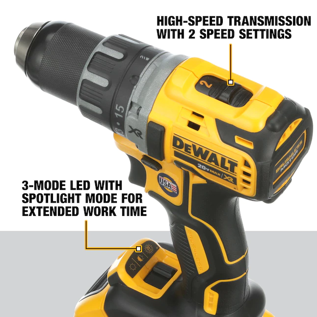 DEWALT DCD791D2 XR 20-volt 1/2-in Brushless Cordless Drill (2 Li-ion Batteries Included and Charger Included)