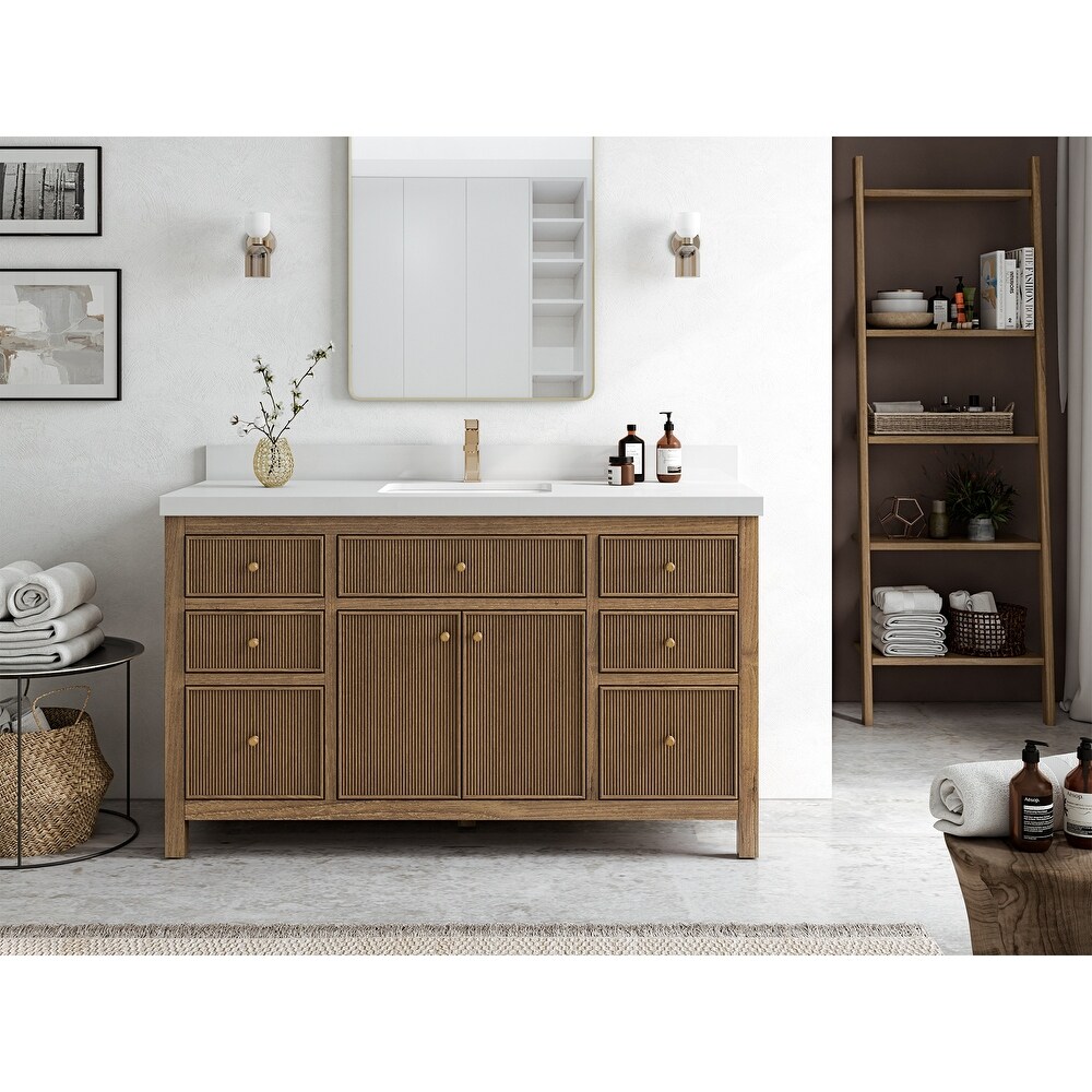 Willow Collections 60 in. W x 22 in. D Sonoma Teak Single Sink Bathroom Vanity with Countertop