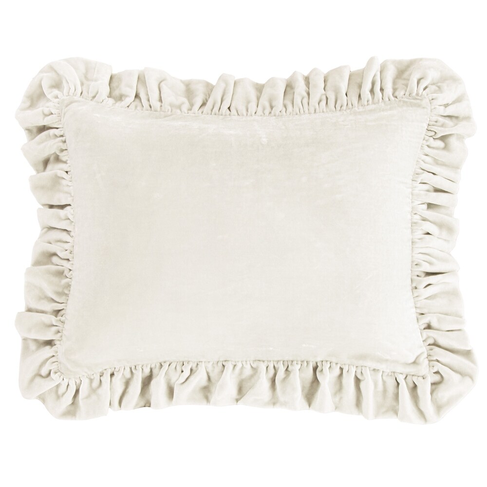 HiEnd Accents Stella Faux Silk Velvet Ruffled Dutch Euro Pillow  27\