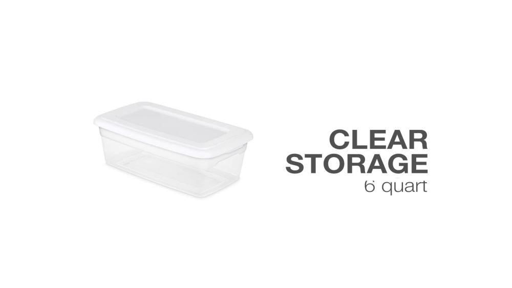 Sterilite 6 Qt. Storage Box Plastic, Titanium, Set of 40