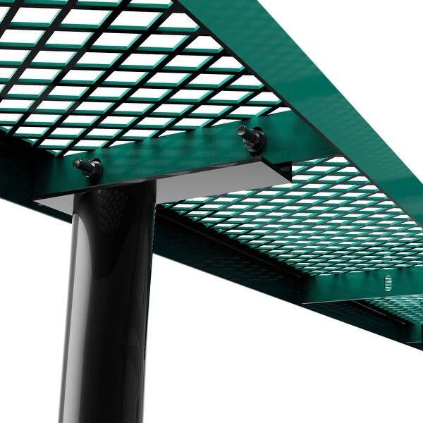 Commercial Grade Expanded Mesh Metal Outdoor Picnic Table with Anchors