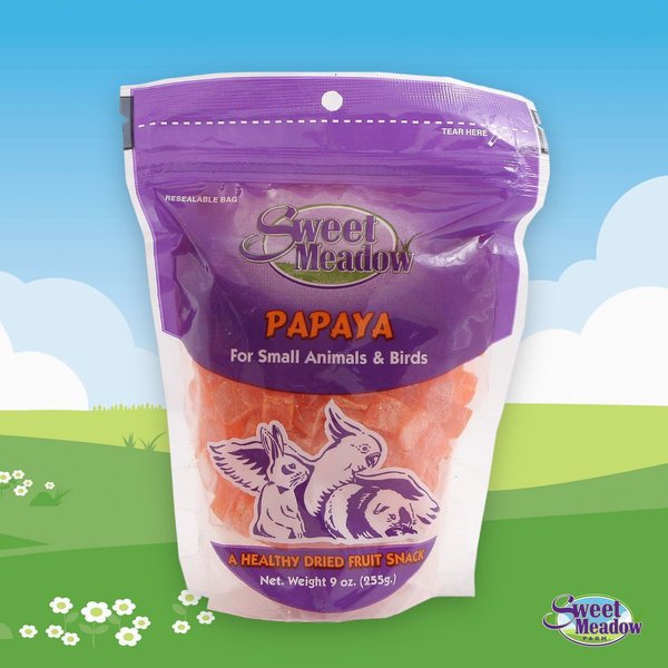 Sweet Meadow Farm Dried Papaya Small Pet and Bird Treats， 9-oz bag