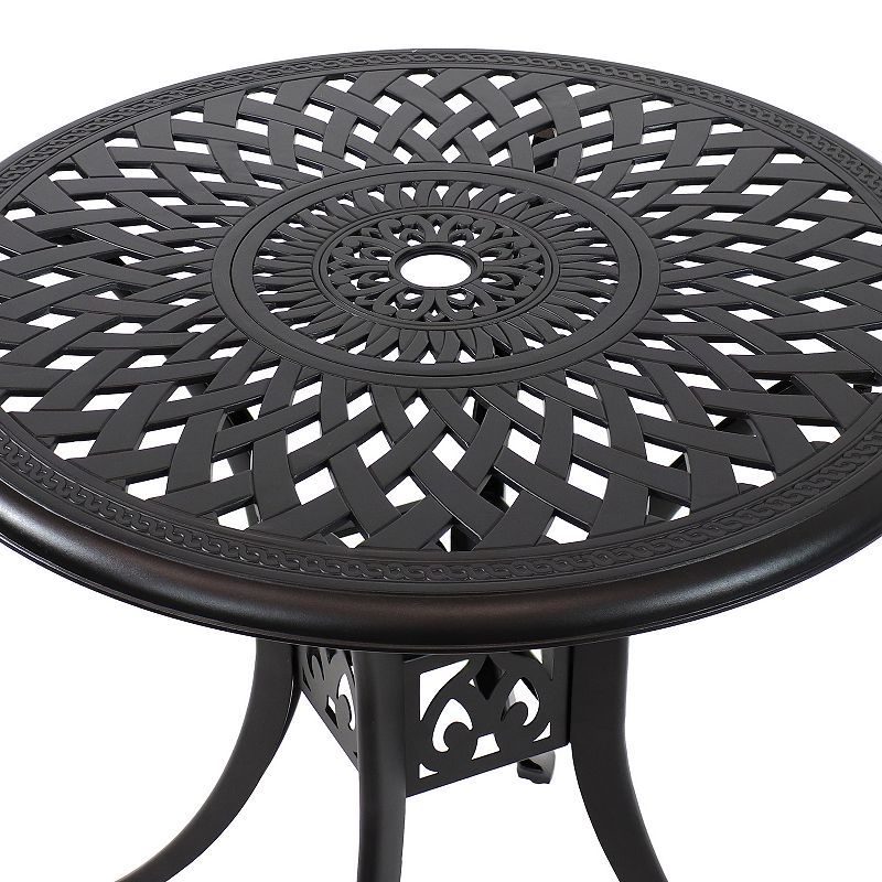 Sunnydaze 30.75 in Sigonella Cast Aluminum Round Patio Dining Table