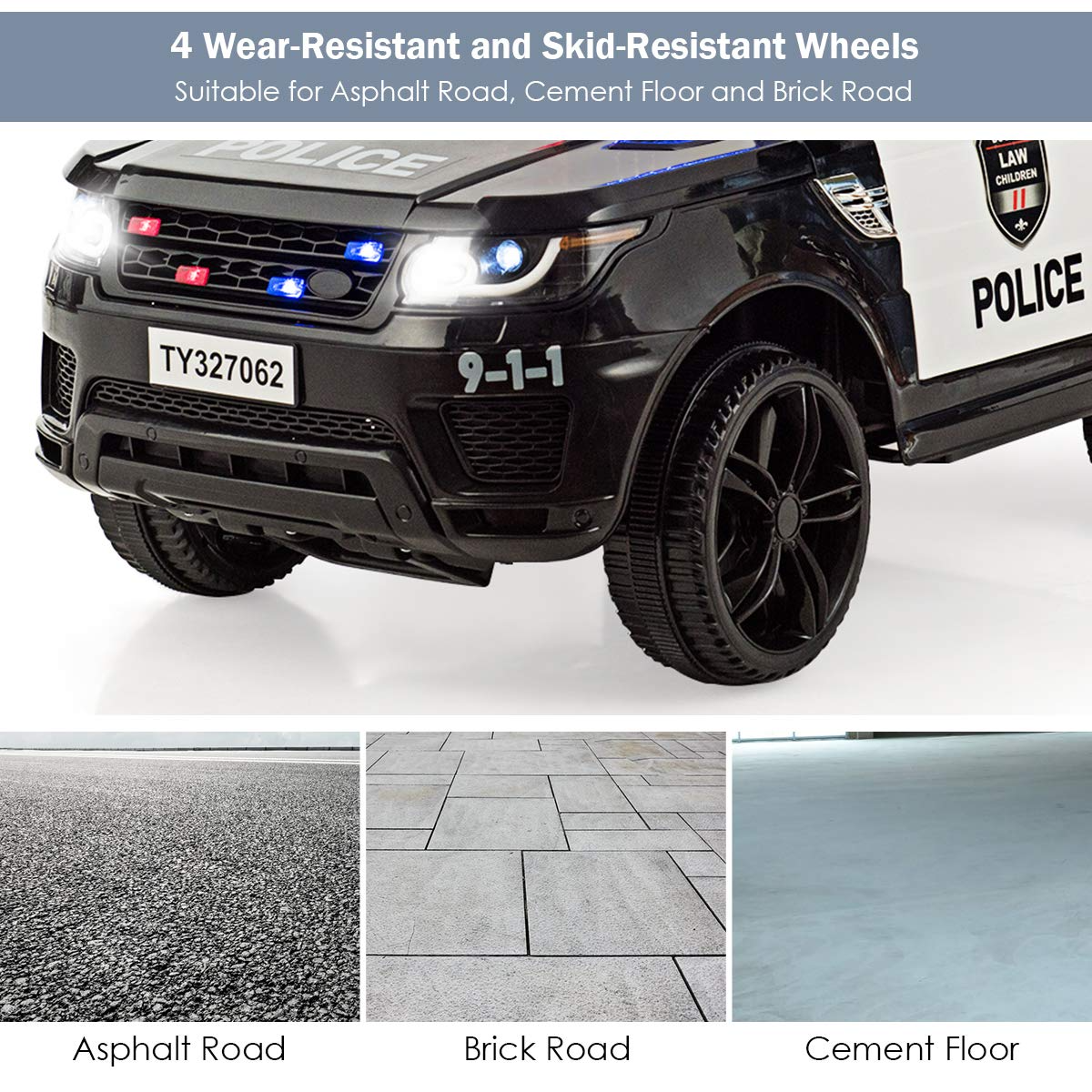 Ride on Car, 12V Battery Powered Police SUV Vehicle