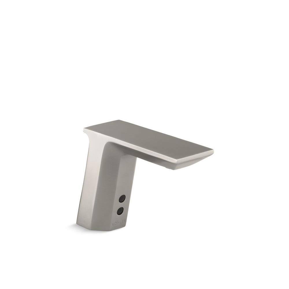 KOHLER Geometric Battery-Powered Single Hole Touchless Bathroom Faucet in Vibrant Stainless K-13466-VS