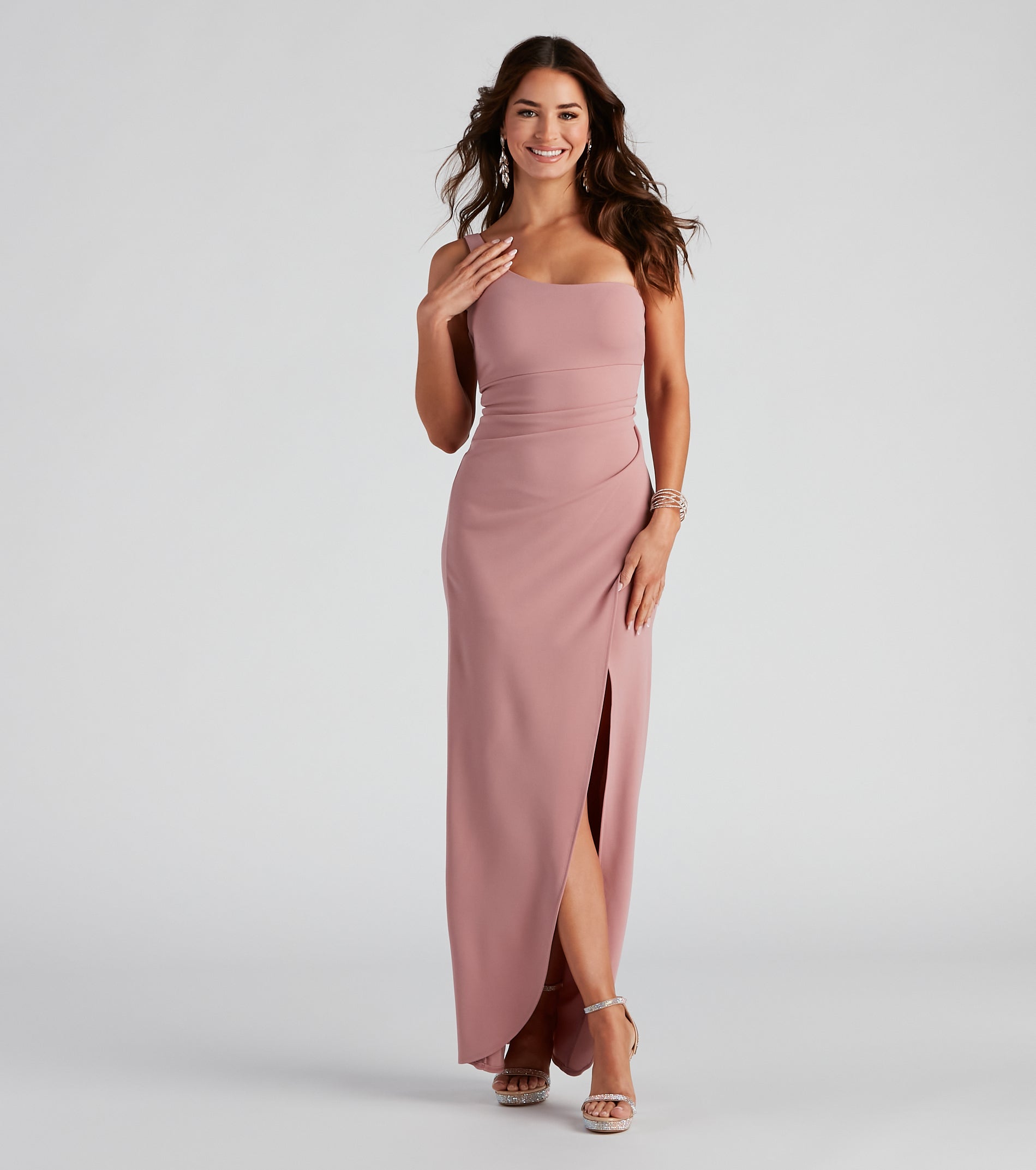 Iris One-Shoulder Crepe Dress