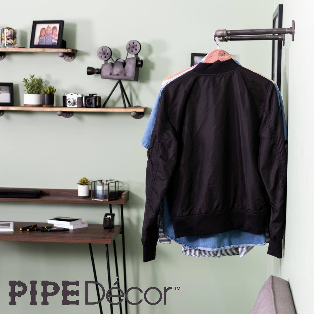 Pipe Decor 12 in. x 2 ft. L Black Pipe Wall Mounted Clothing Rack Kit 365 PDMWD10