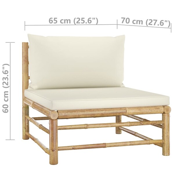 10 Piece Garden Lounge Set with Cream White Cushions Bamboo - Overstock - 35106131