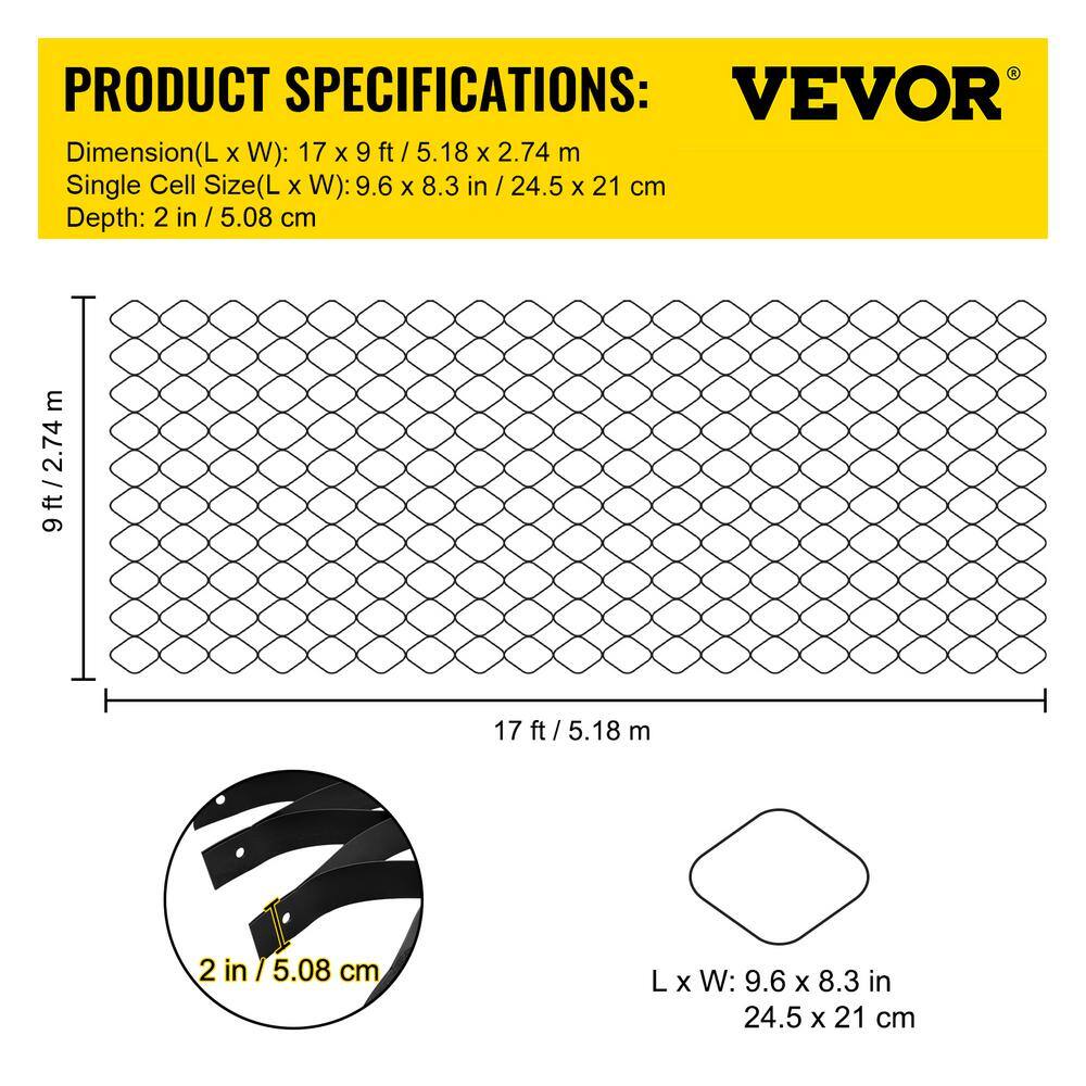VEVOR Gravel Grid 9 ft. W x 17 ft. L x 2 in. H Geocell Ground Grid 1885 LBS Per Sq Patio Ground Grid Paver for Slope Driveways TGGS22CM-H5000001V0