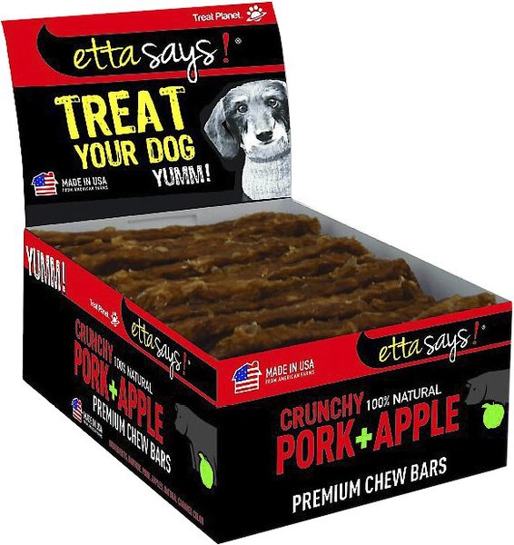 Etta Says! Crunchy Pork + Apple Chew Bars Dog Treats