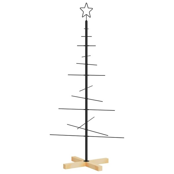 vidaXL Christmas Tree Metal Ornament Tree Decoration with Wooden Base Black