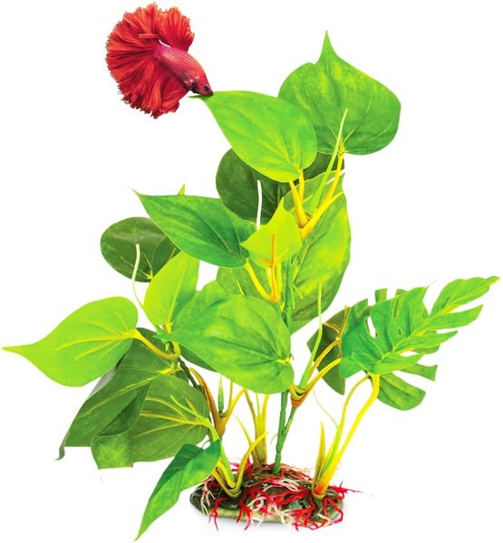 SunGrow Tall and Large Artificial Plastic Leaf Plants for Fish Aquarium Decoration and Reptile Hideout