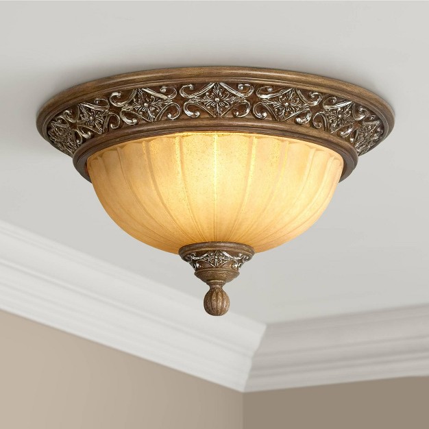 Wide Golden Bronze 2 light Champagne Glass Dome Shade For Bedroom Kitchen