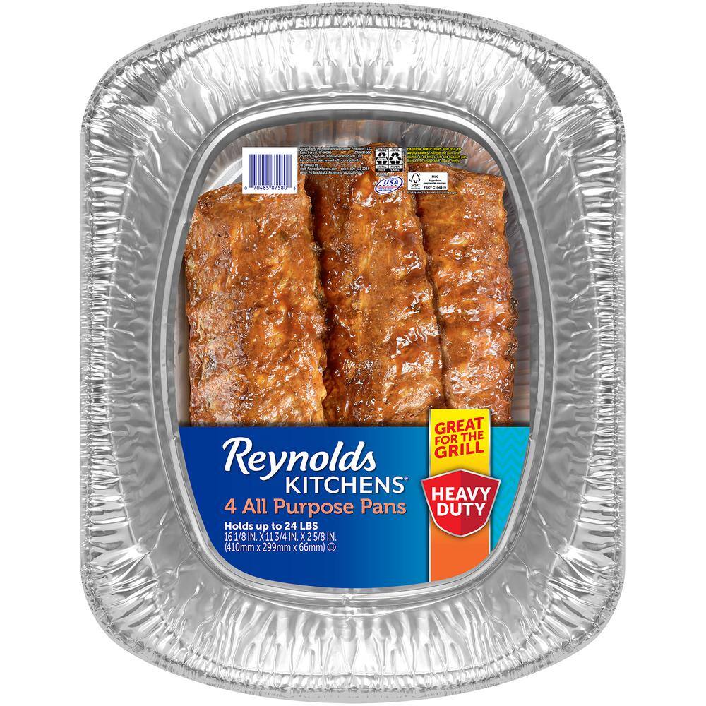 Reynolds 24 lbs. Aluminum All Purpose Disposable Pan (4-Pack) 00Z9091200RK